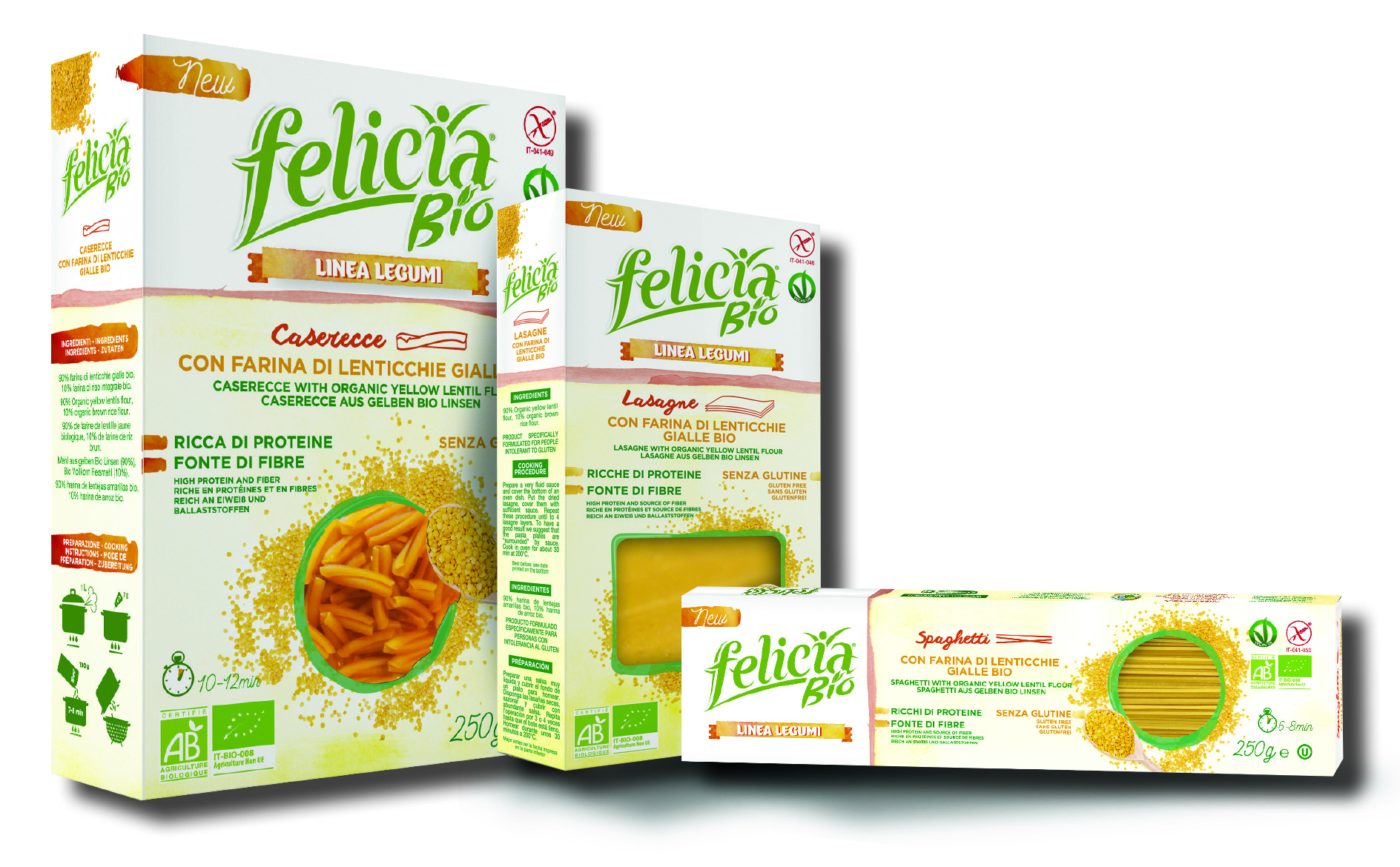 Felicia amplia la linea pasta di legumi con nuovi formati a base di lenticchie gialle BIO